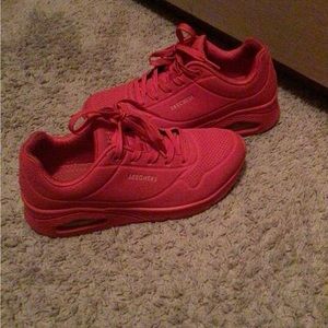 Skechers Street Uno Bright Air Women's Casual Fashion Sneaker Shoes Red/Gold